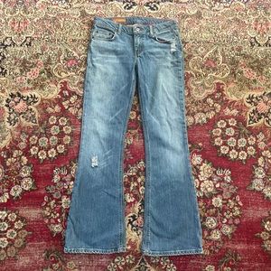 Y2K 2000s NWOT Bartack low rise flare jeans, HANK, 27 x 31.5